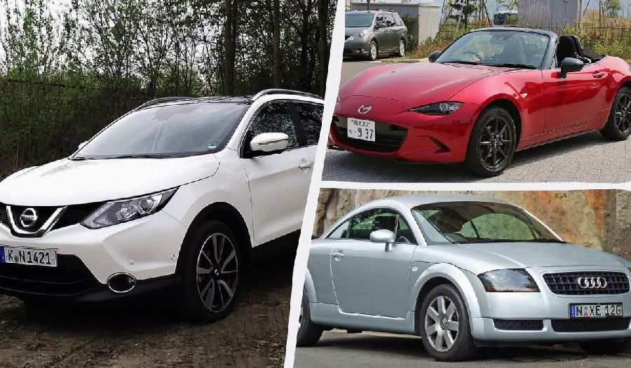 До такого переліку увійшли Nissan Qashqai, Mazda MX-5, Audi TT та інші / колаж УНІАН, фото flickr, Вікіпедія