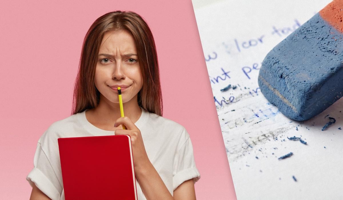 Яка сторона гумки стирає ручку